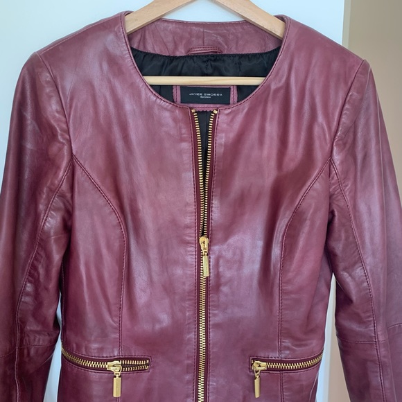 Leather jacket -burgundy - Picture 2 of 2